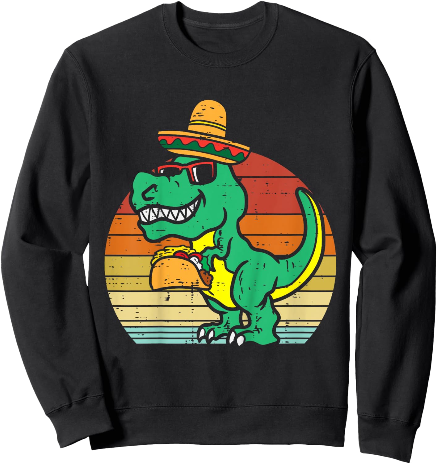 Kids Mexican Dino Taco Trex Toddler Boys Cinco De Mayo Kids Sweatshirt - Sweatshirt | Black