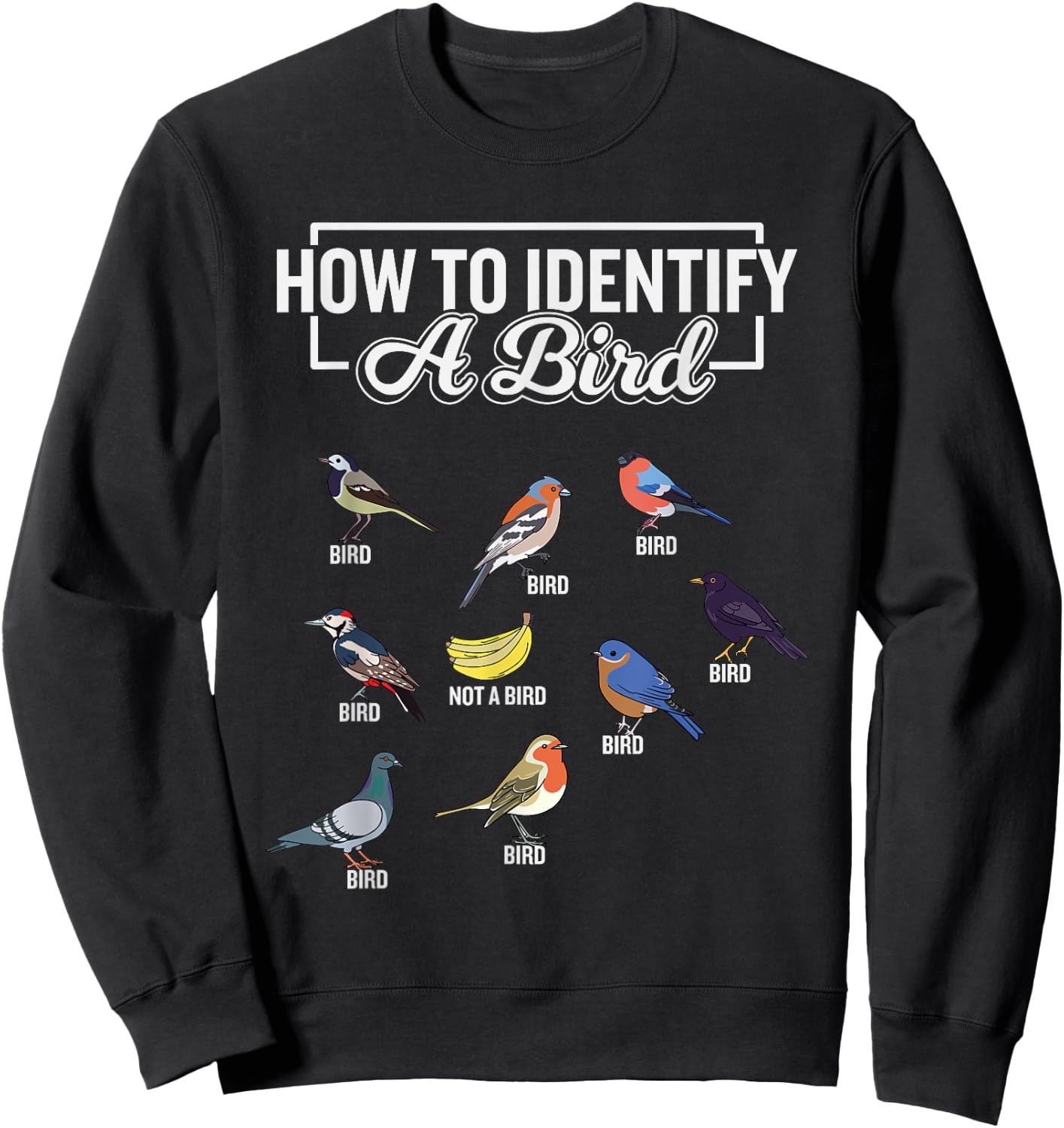 Funny Bird Watcher How To Identify a Bird Unique Birder Sweatshirt - Sweatshirt | Black