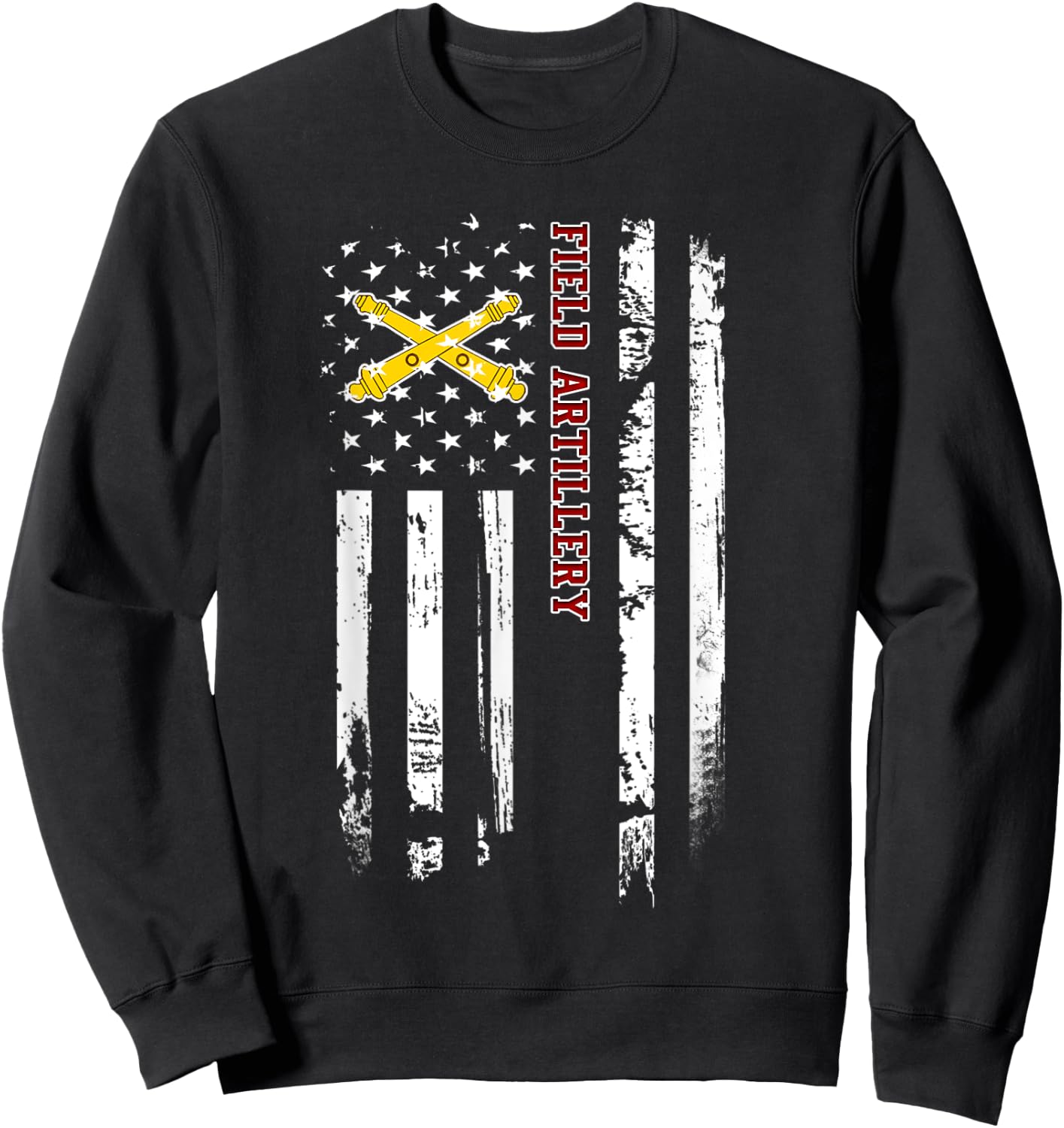 Field Artillery Veteran USA Flag Military Veterans Day Xmas Women Men Sweatshirt - Sweatshirt | Black
