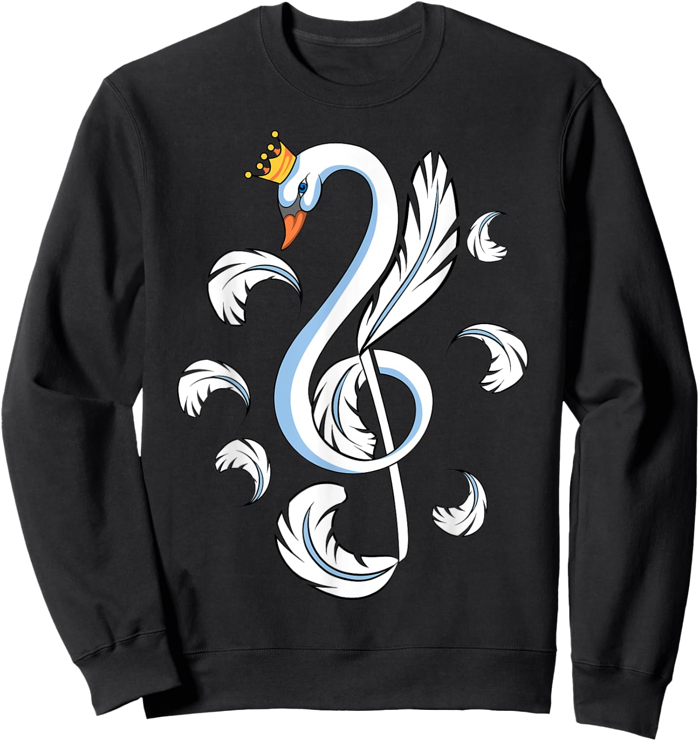 Treble Clef Music Note Swan Sweatshirt - Sweatshirt | Black