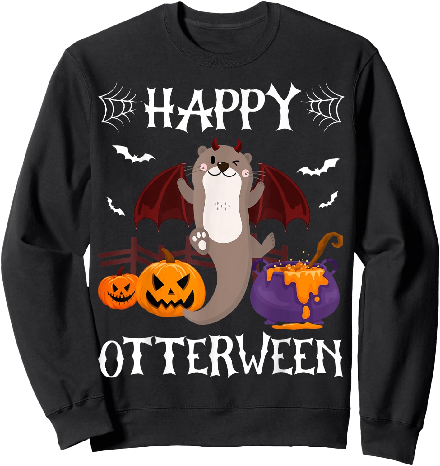 Happy Otterween Halloween Otter Lover Funny Sweatshirt - Sweatshirt | Black