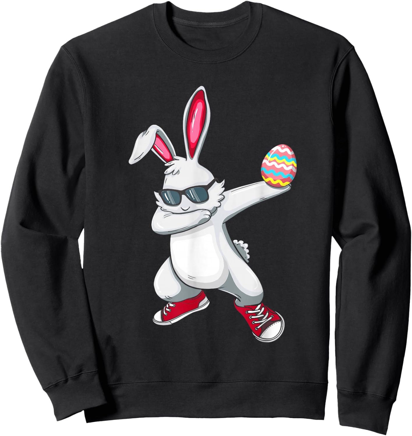 Dabbing Bunny Rabbit Easter Day Eggs Dab For Boys Girls Kids Sweatshirt - Sweatshirt | Black