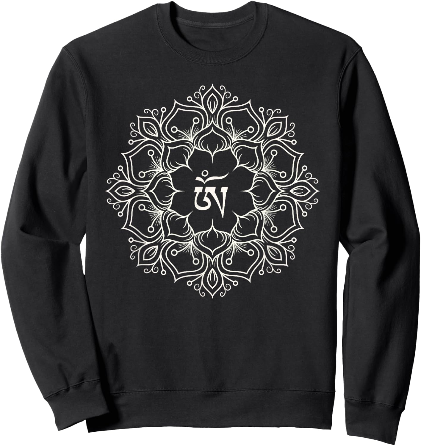 Flower Mandala Chakra OM Graphic Yoga Meditation Sweatshirt - Sweatshirt | Black