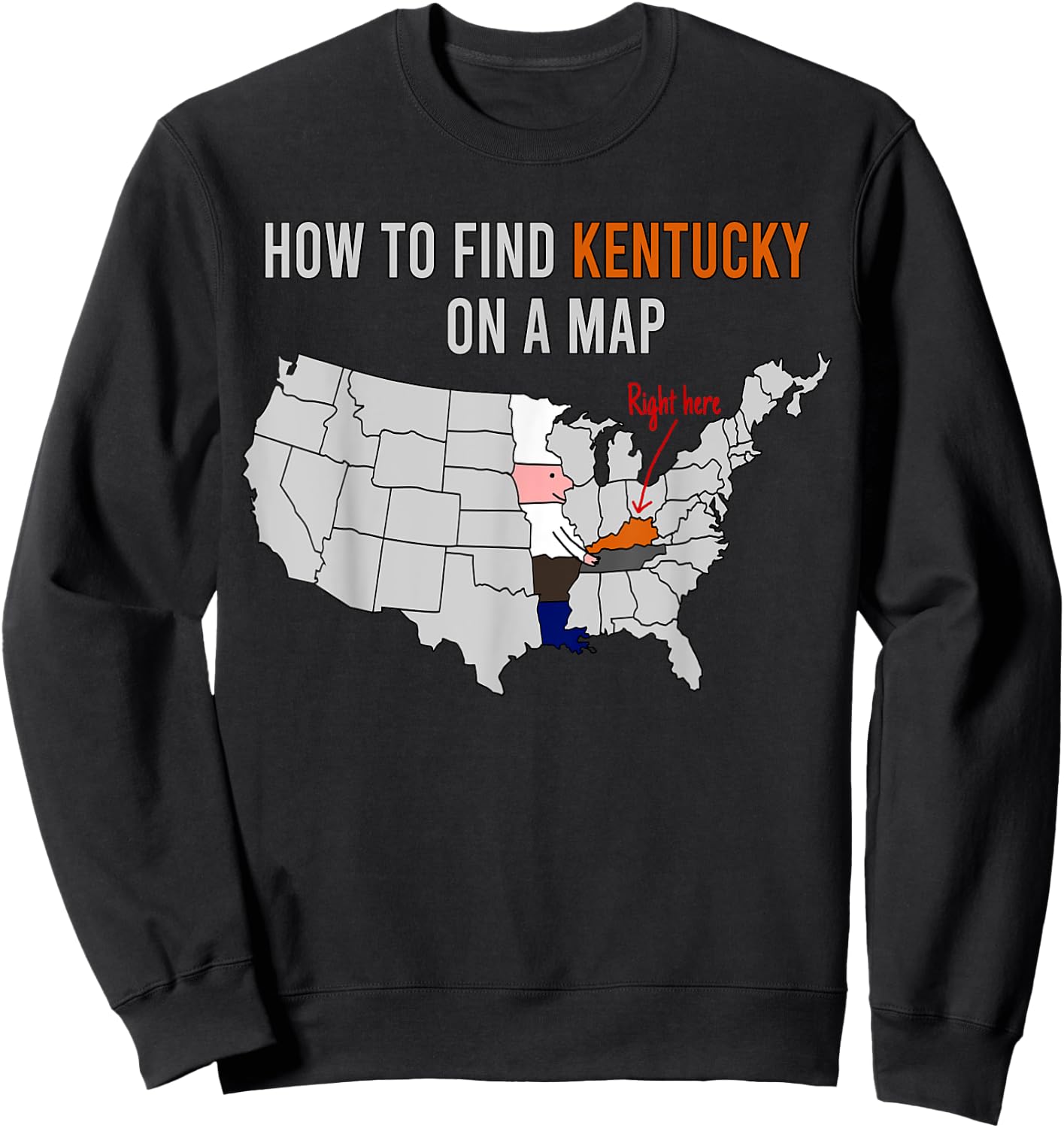 How To Find Kentucky On A Map Chef Holding Fried Chicken Sweatshirt - Sweatshirt | Black