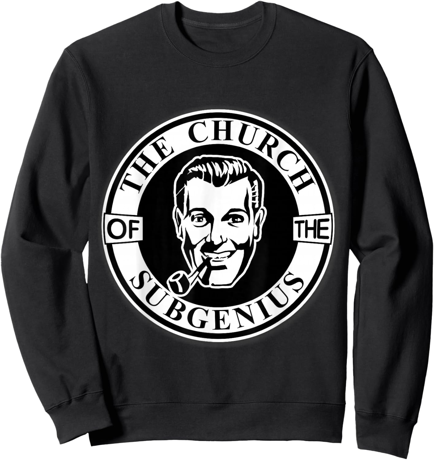 Apedes -Adults Black Classic Fit Short Sleeve Collarless - Church of the SubGenius - Religion Parody Prophet Church - Small Sweatshirt - Sweatshirt | Black