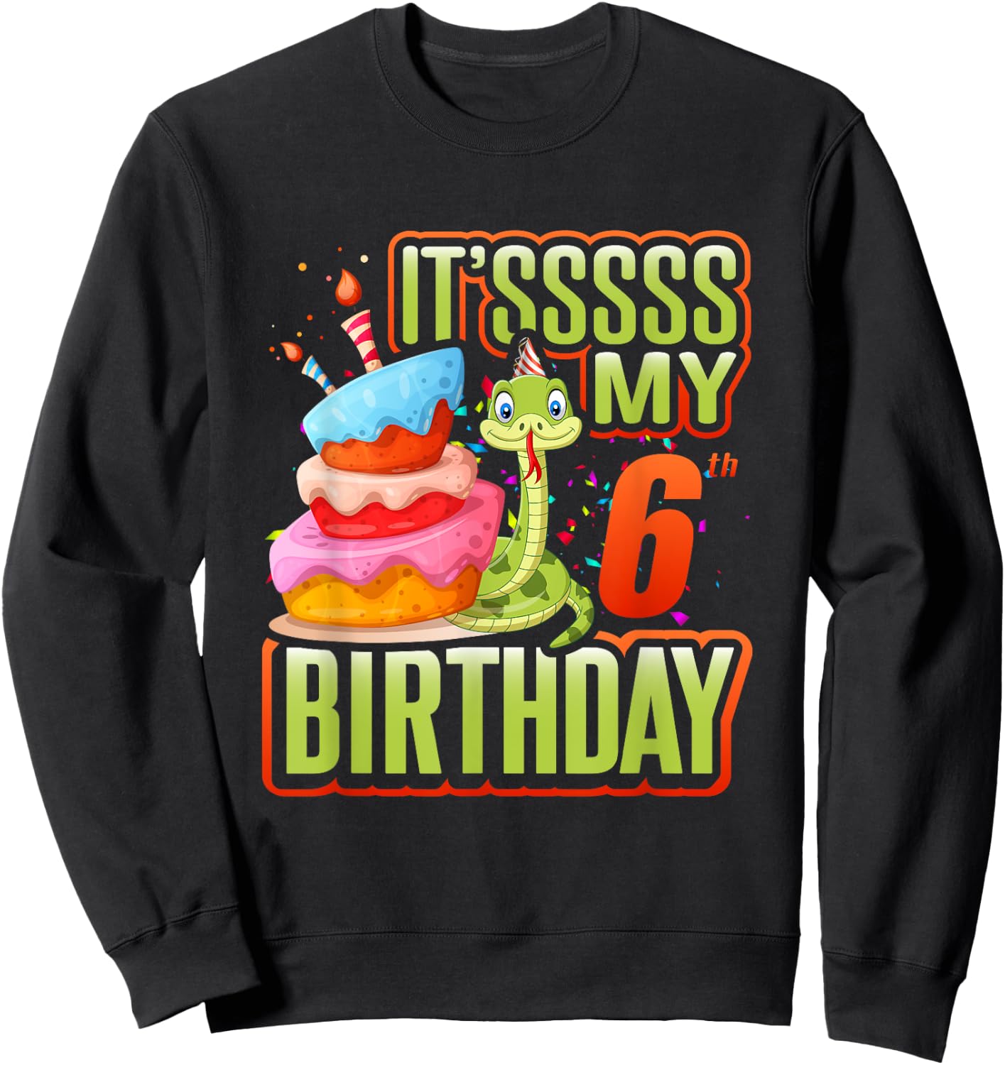 Snake Birthday Party Kids 6th Reptile Supplies Decorations Sweatshirt - Sweatshirt | Black