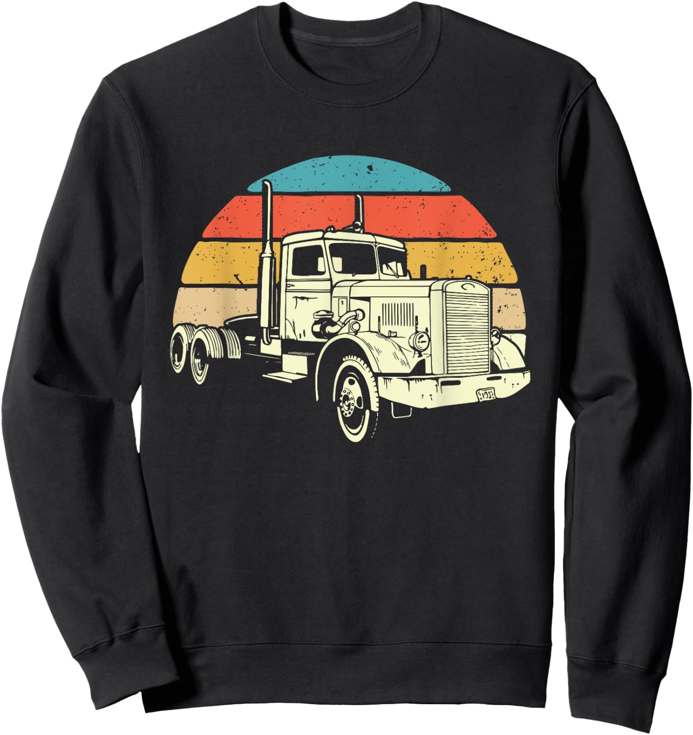 Retro Trucker - Big Rig Hauler Truck Driver Trucking Sweatshirt - Sweatshirt | Black