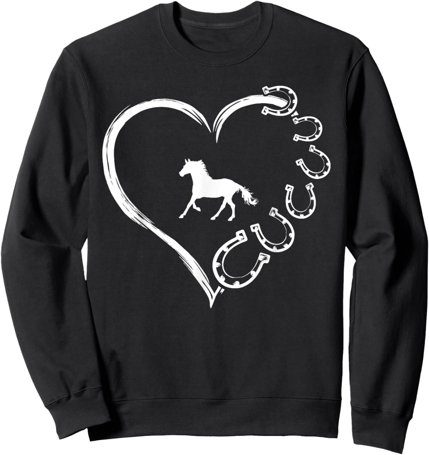 Cute Horse Love Horseshoe Heart Gift Horse Mom Rei Sweatshirt - Sweatshirt | Black
