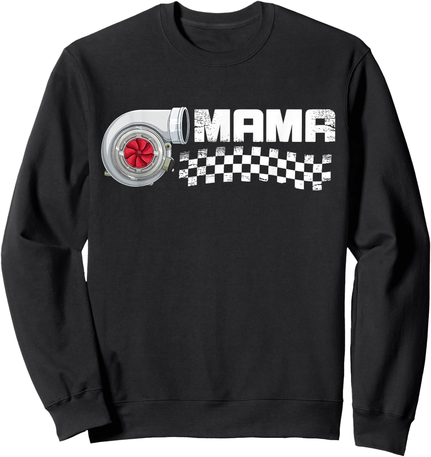 Birthday Party Matching Family pit crew race car Mama Sweatshirt - Sweatshirt | Black