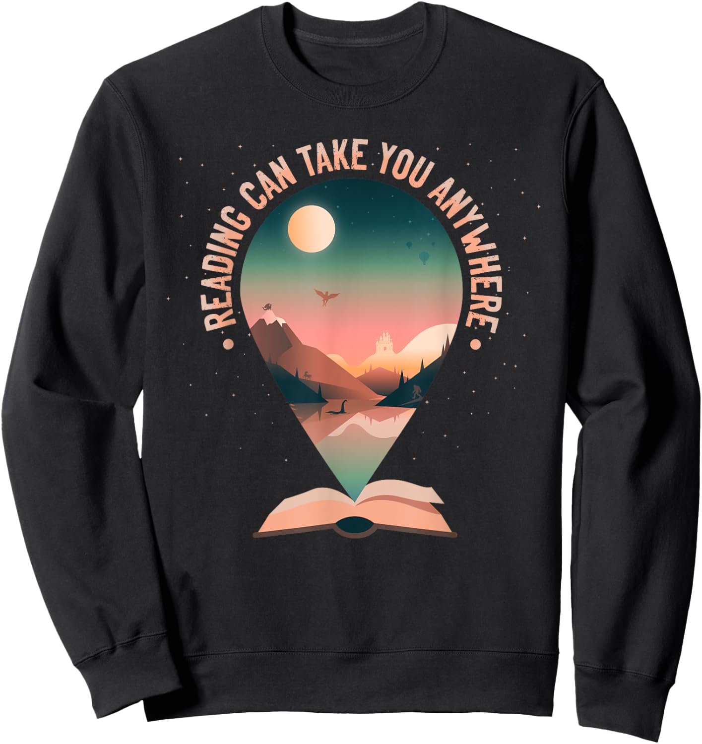 Reading can take you anywhere book reading lover bibliophile Sweatshirt - Sweatshirt | Black