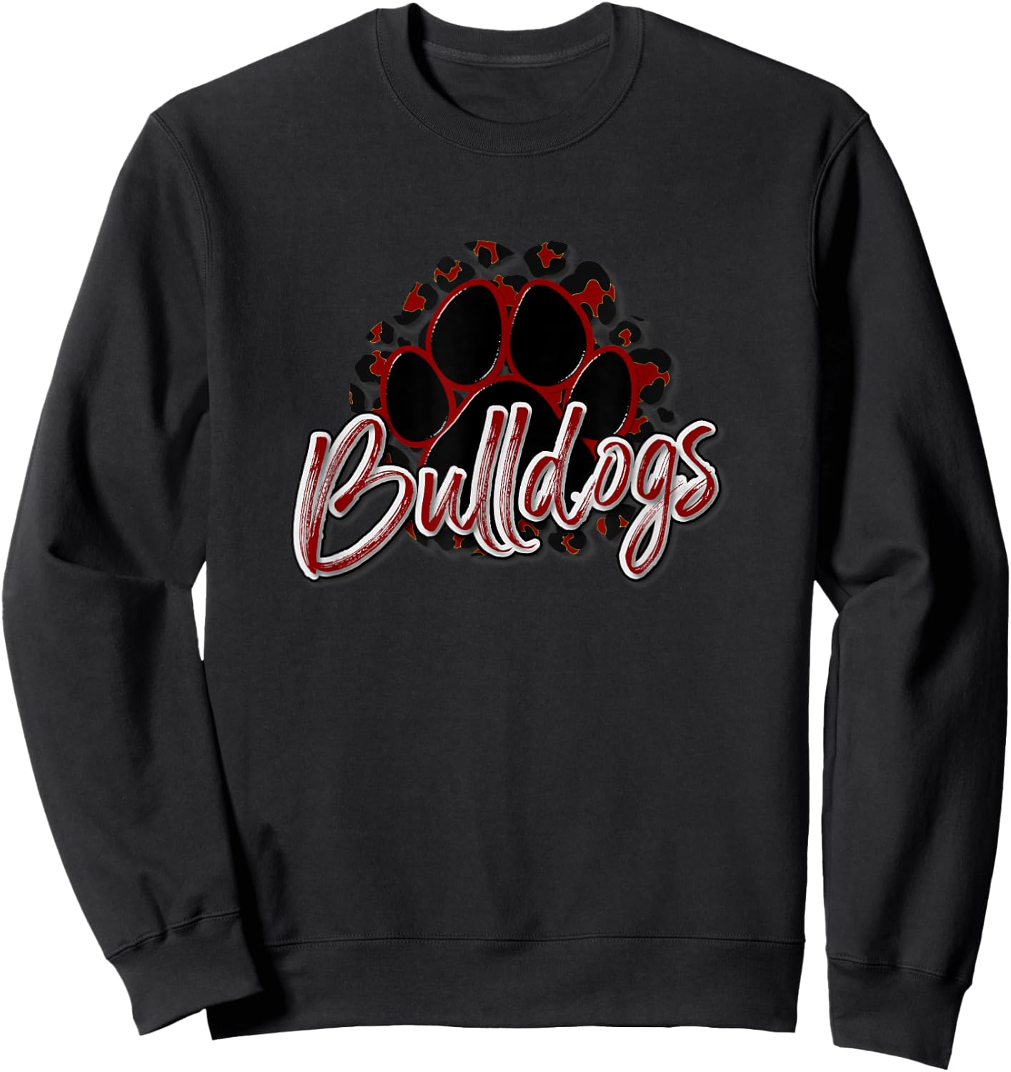 Bulldogs Maroon Black Cheetah School Sports Fan Team Spirit Sweatshirt - Sweatshirt | Black