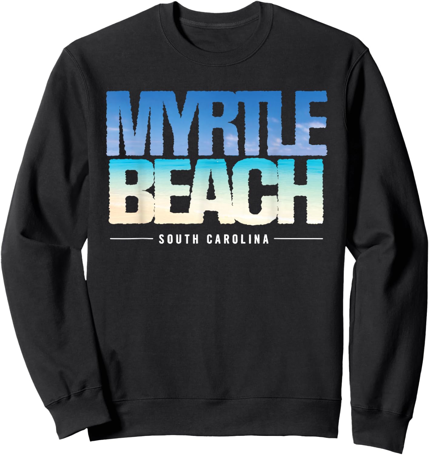 Vintage Tropical Beach Myrtle Beach South Carolina Souvenir Sweatshirt - Sweatshirt | Black