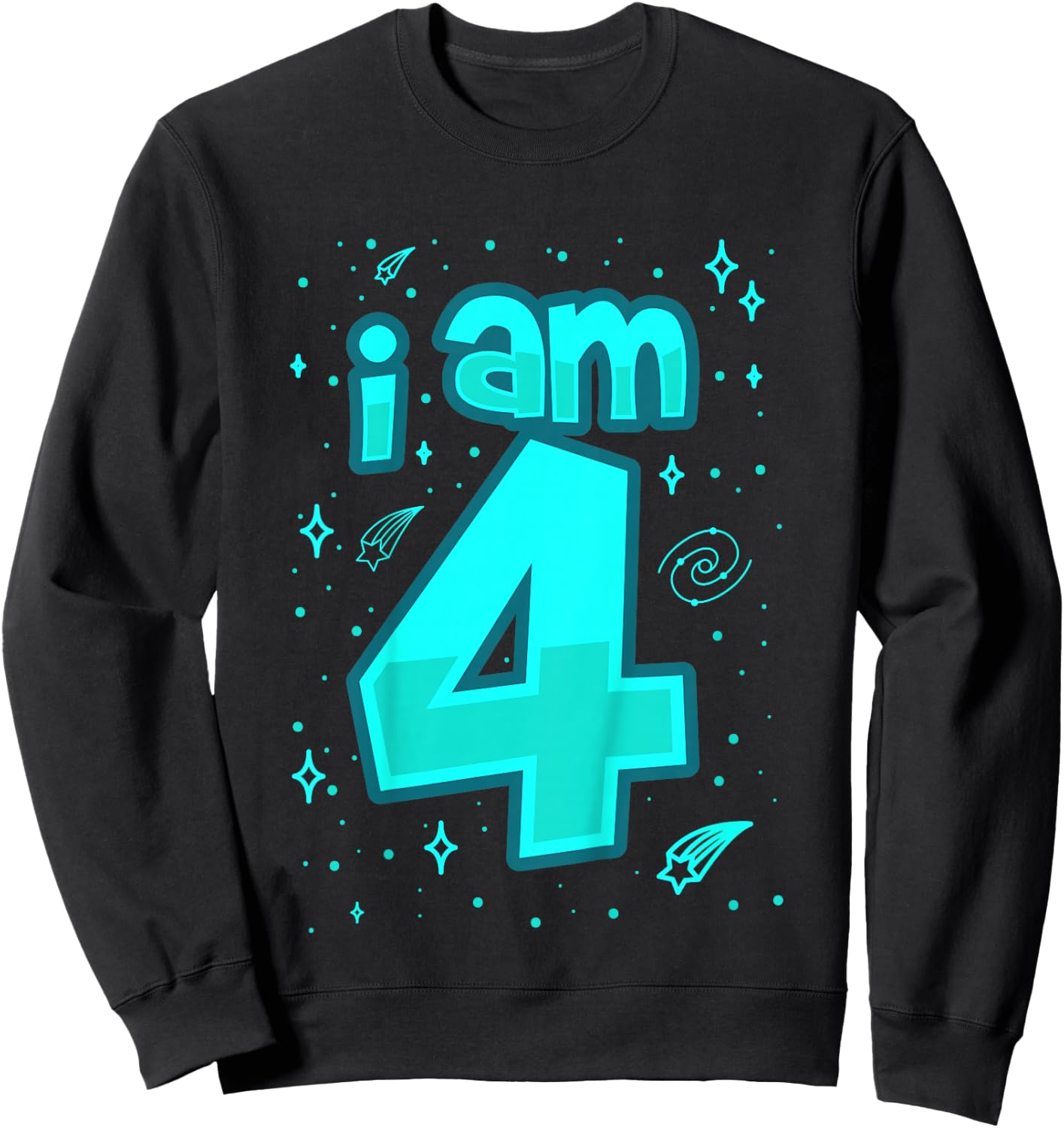 4th Birthday Shirt Boy I AM 4 Year Old Space Gift Sweatshirt - Sweatshirt | Black