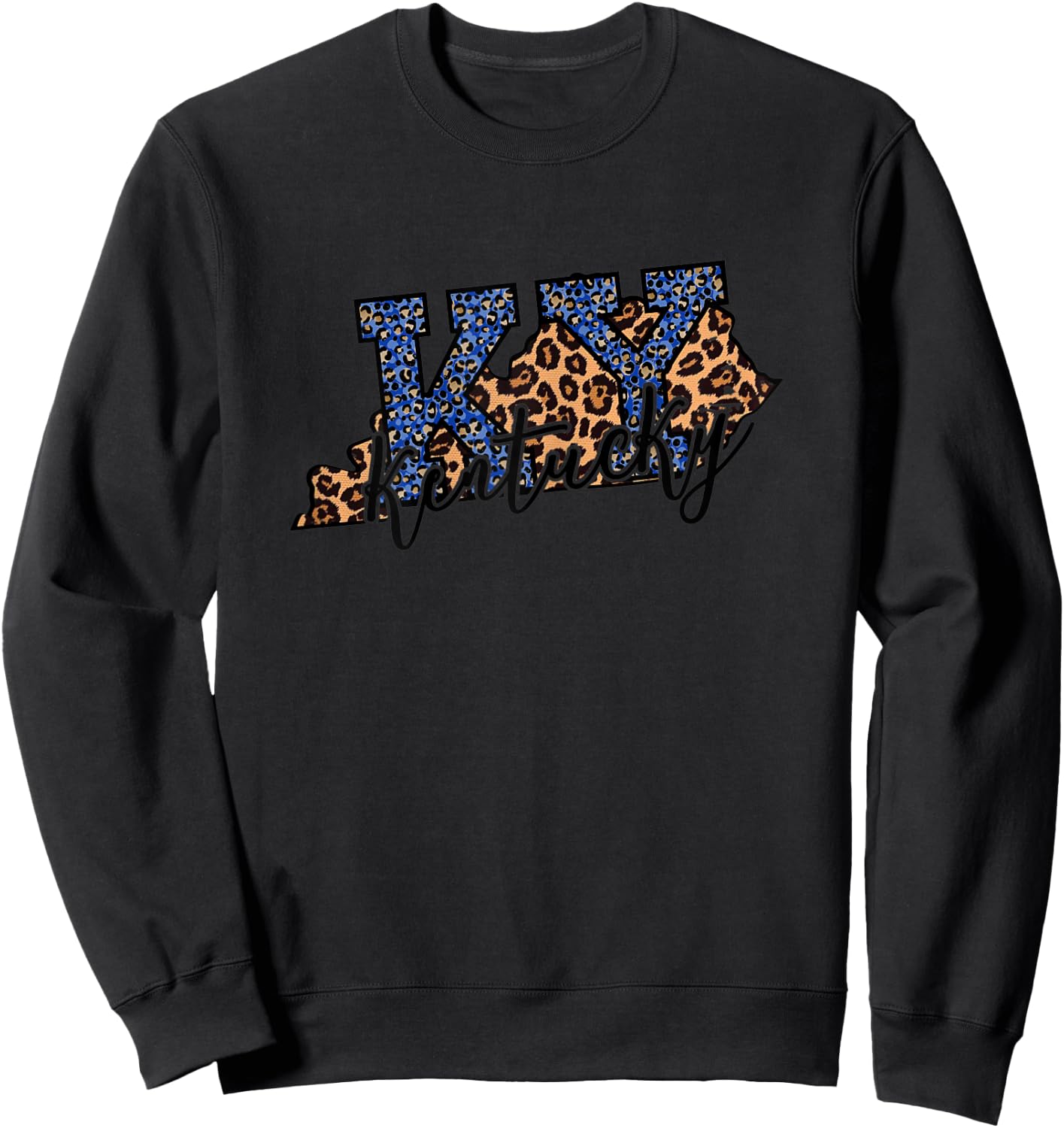 Kentucky Leopard Print KY Pride Kentucky Girl Cute State Sweatshirt - Sweatshirt | Black