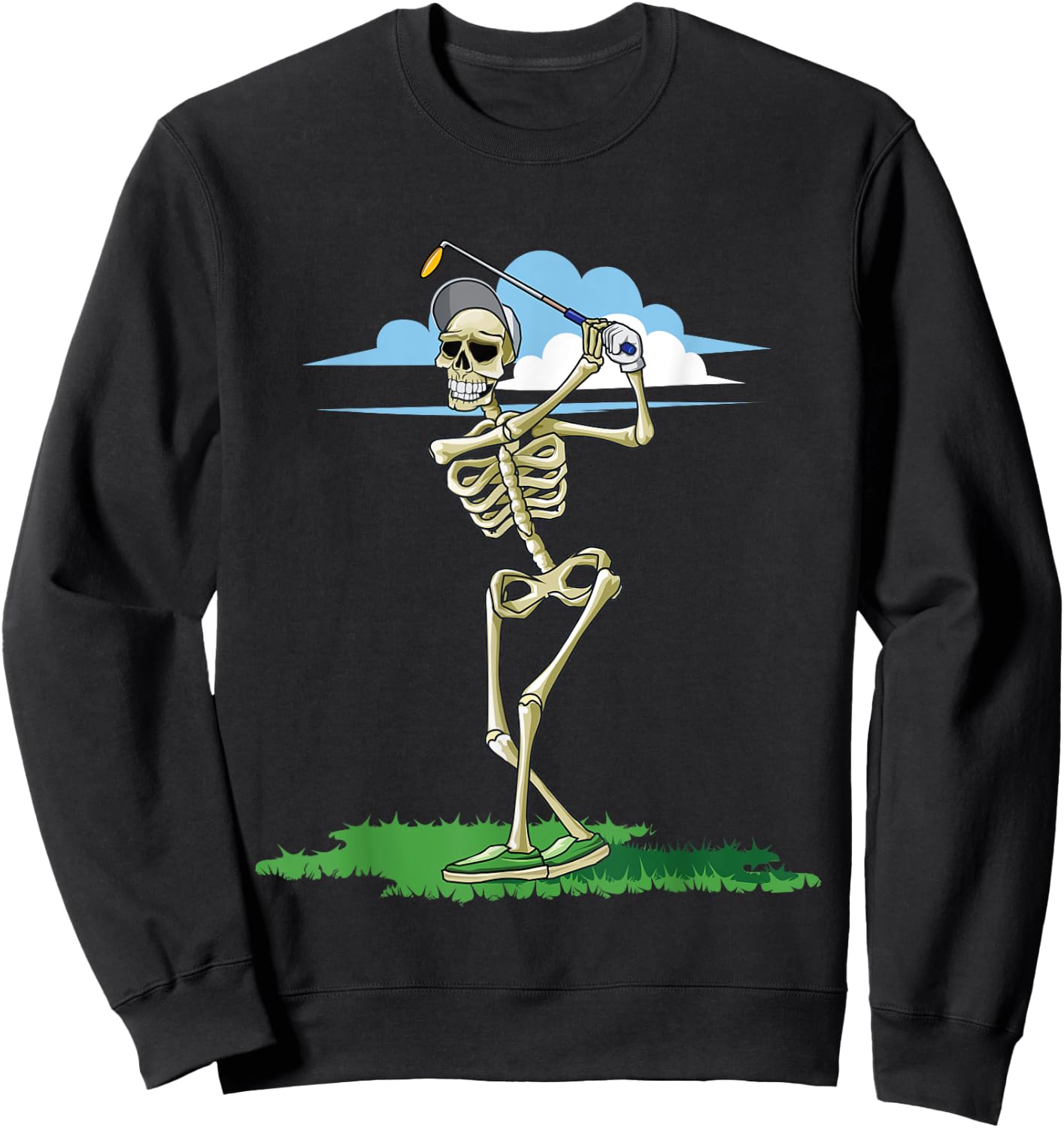Golfing Skeleton Halloween Men Golf Halloween Golfer Sweatshirt - Sweatshirt | Black