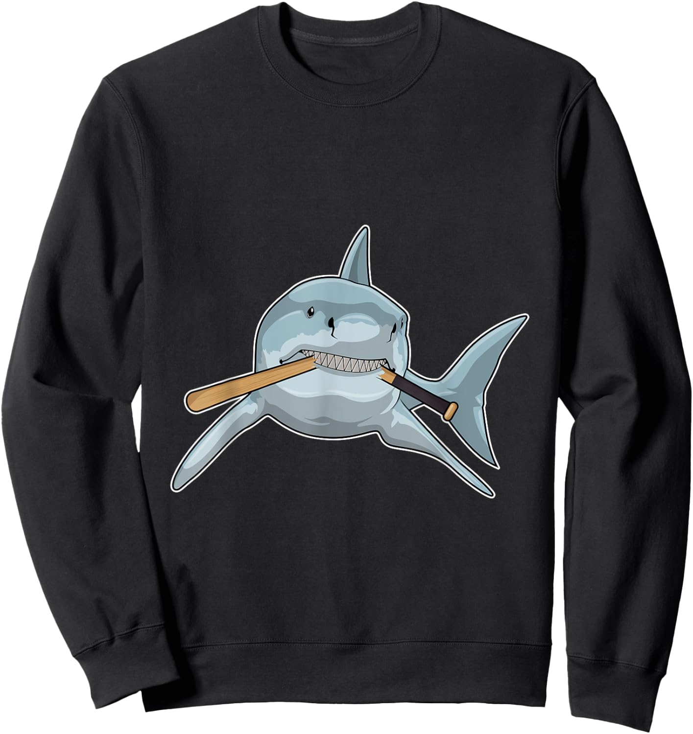 Shark Baseball Baseball bat Sports Sweatshirt - Sweatshirt | Black