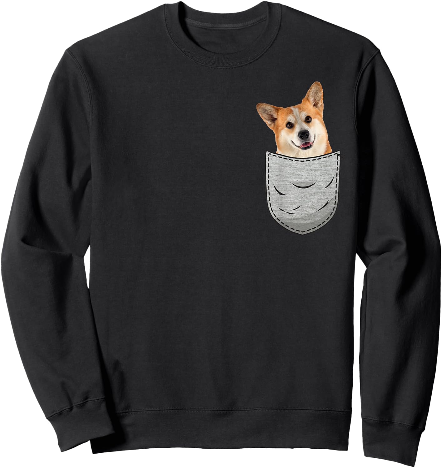 Welsh Corgi Pembroke Chest Pocket for Dog Owners Sweatshirt - Sweatshirt | Black
