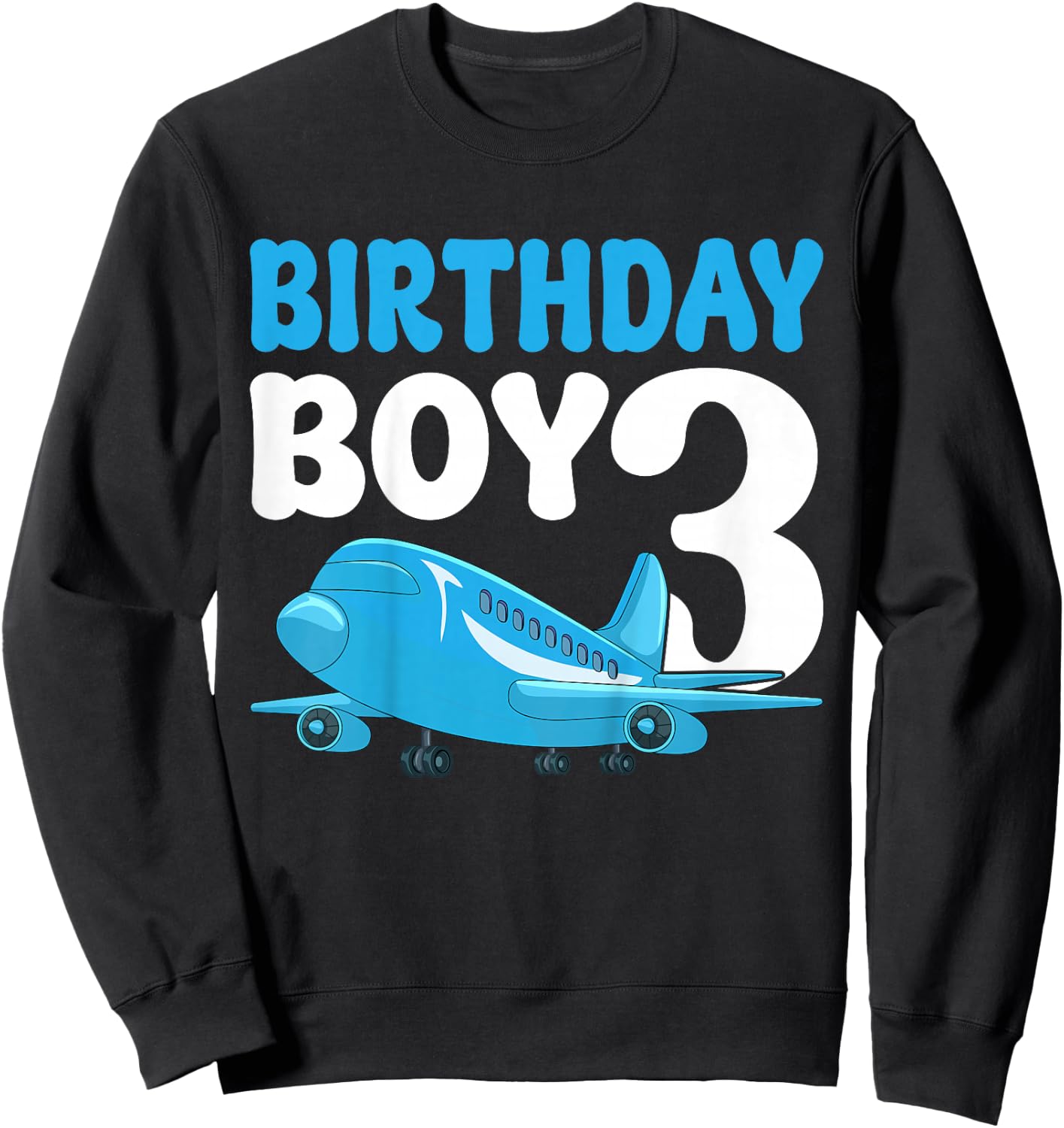 Kids Birthday Boy 3 Years Old Airplane Pilot Kids 3rd Birthday Sweatshirt - Sweatshirt | Black