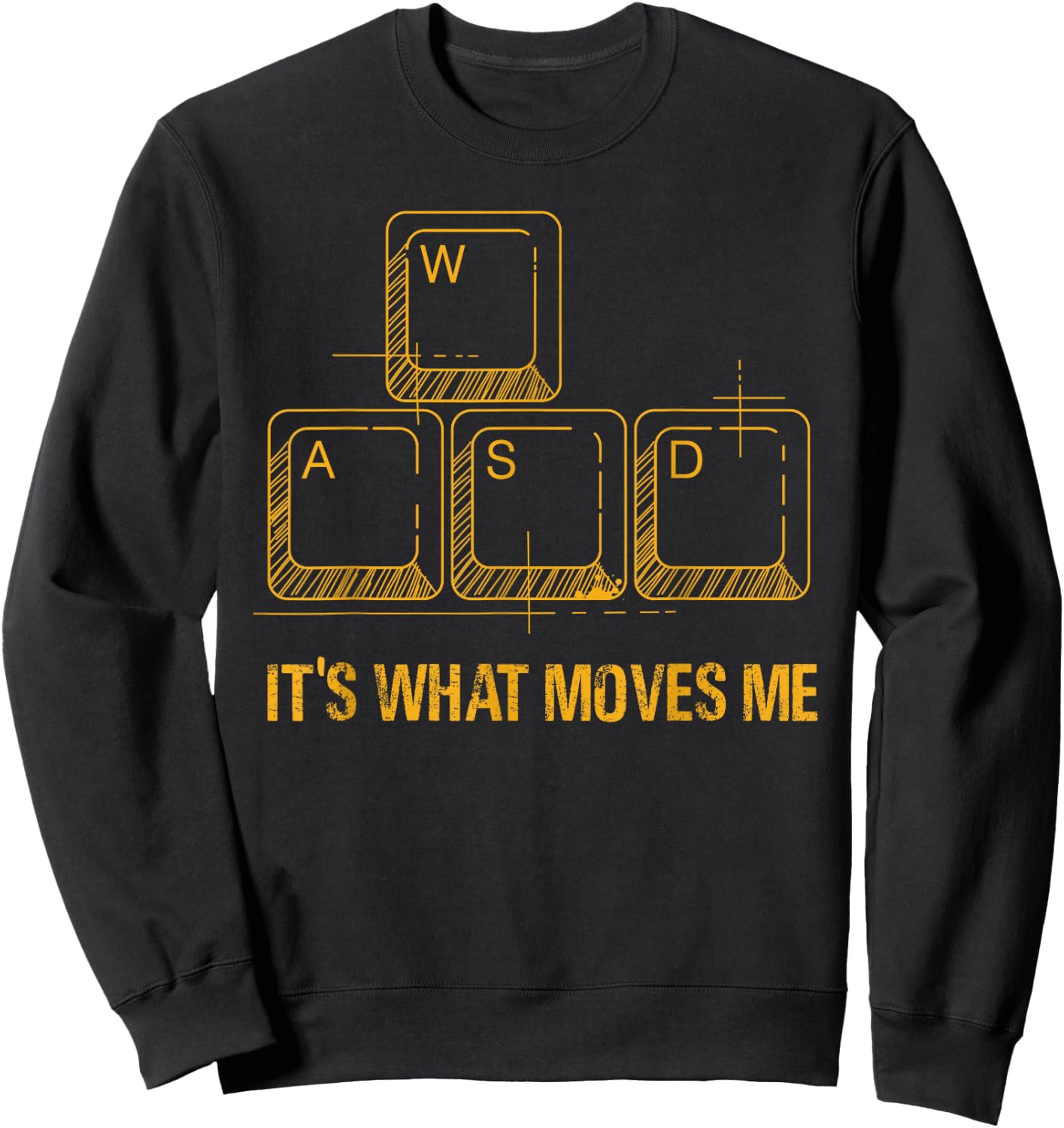 PC Gamer Merch Men Women Merchandise Retro Gift Funny WASD Its What Moves Me Video Games Gamer PC Gaming -Youth Sweatshirt - Sweatshirt | Black