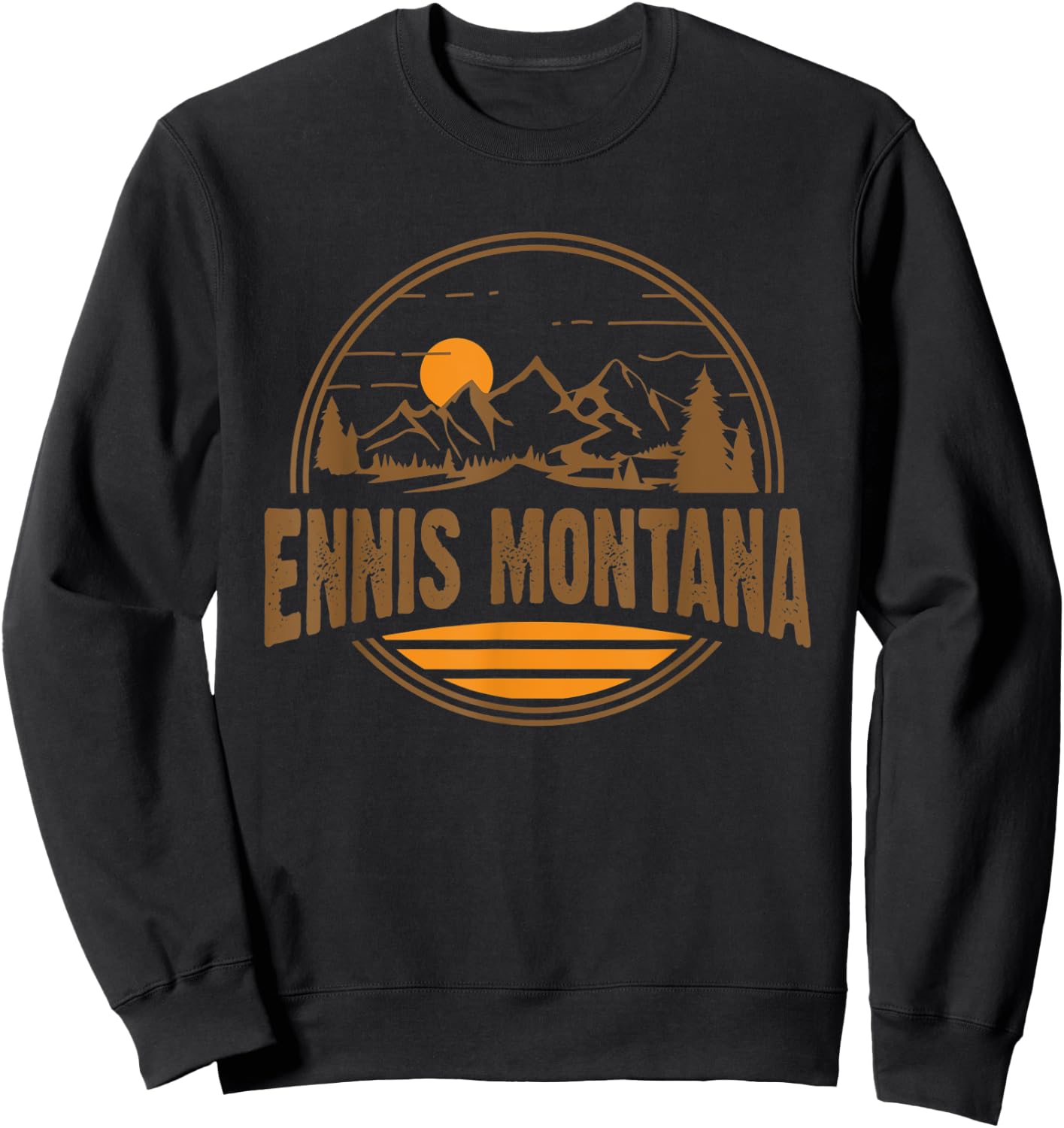 Vintage Ennis, Montana Mountain Hiking Souvenir Print Sweatshirt - Sweatshirt | Black