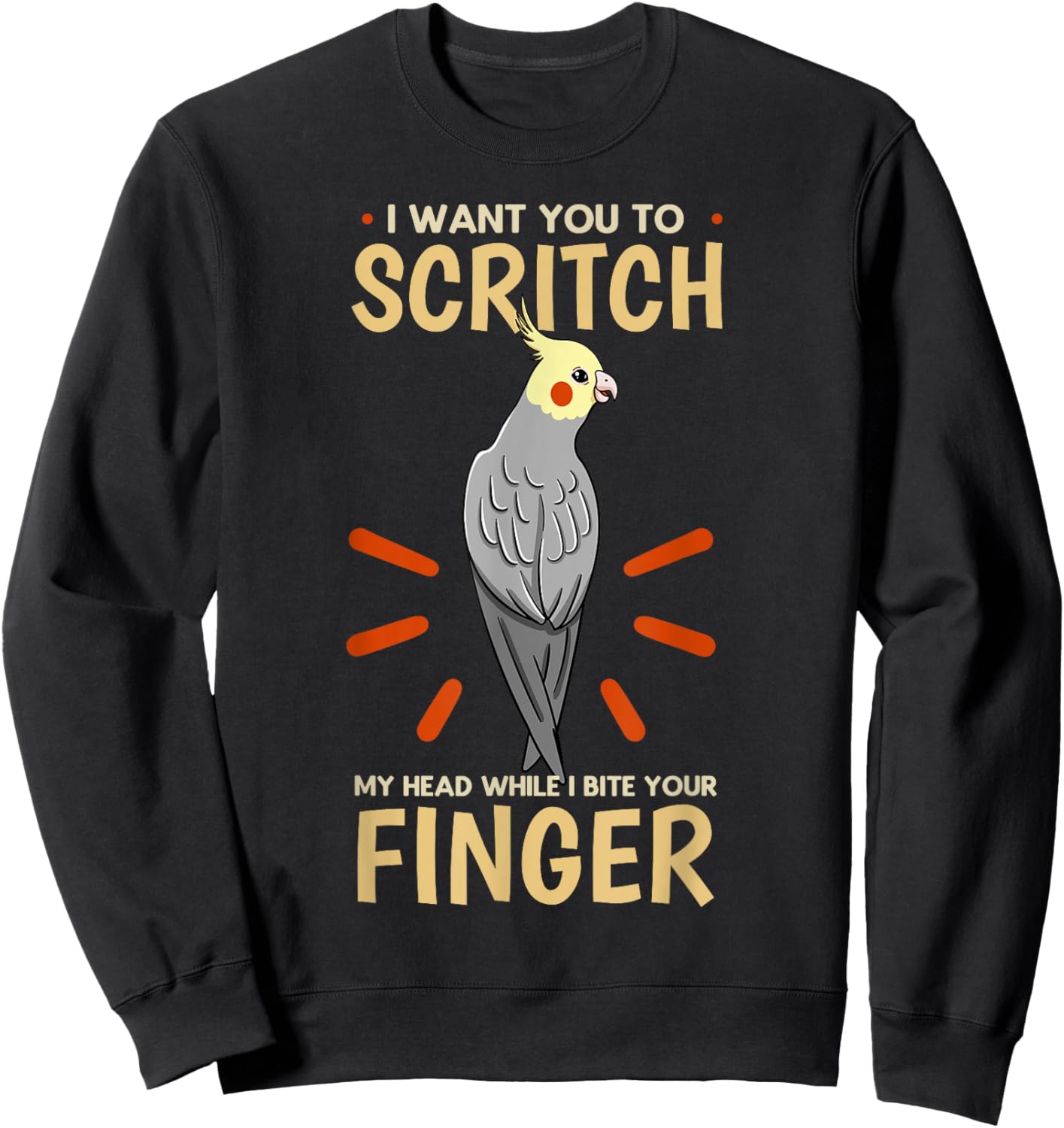 Cockatiel Cockatoo Lutino Quarrion Weiro Bird Parrot Tiel Sweatshirt - Sweatshirt | Black