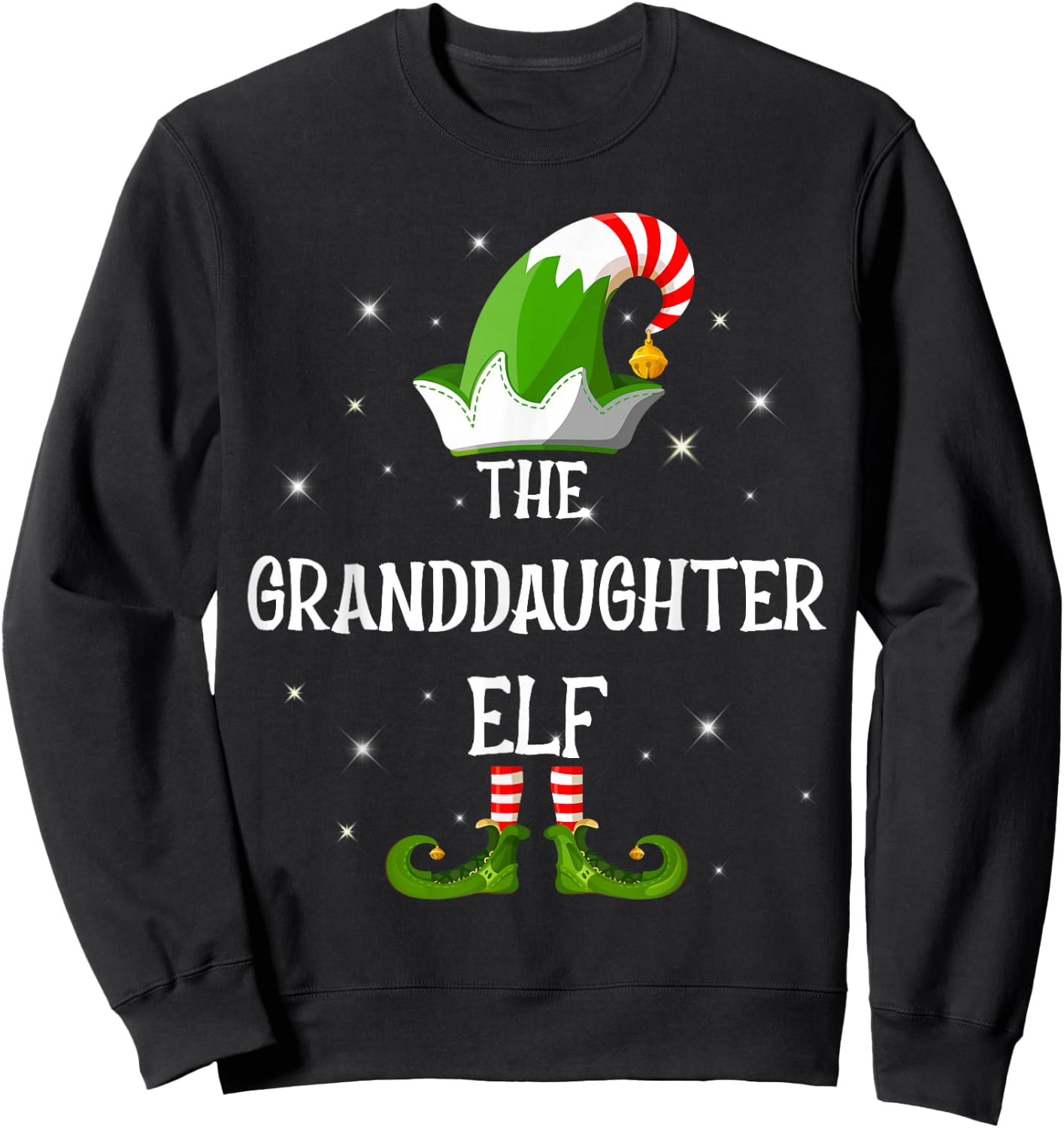 The Granddaughter Elf Family Matching Group Christmas Sweatshirt - Sweatshirt | Black
