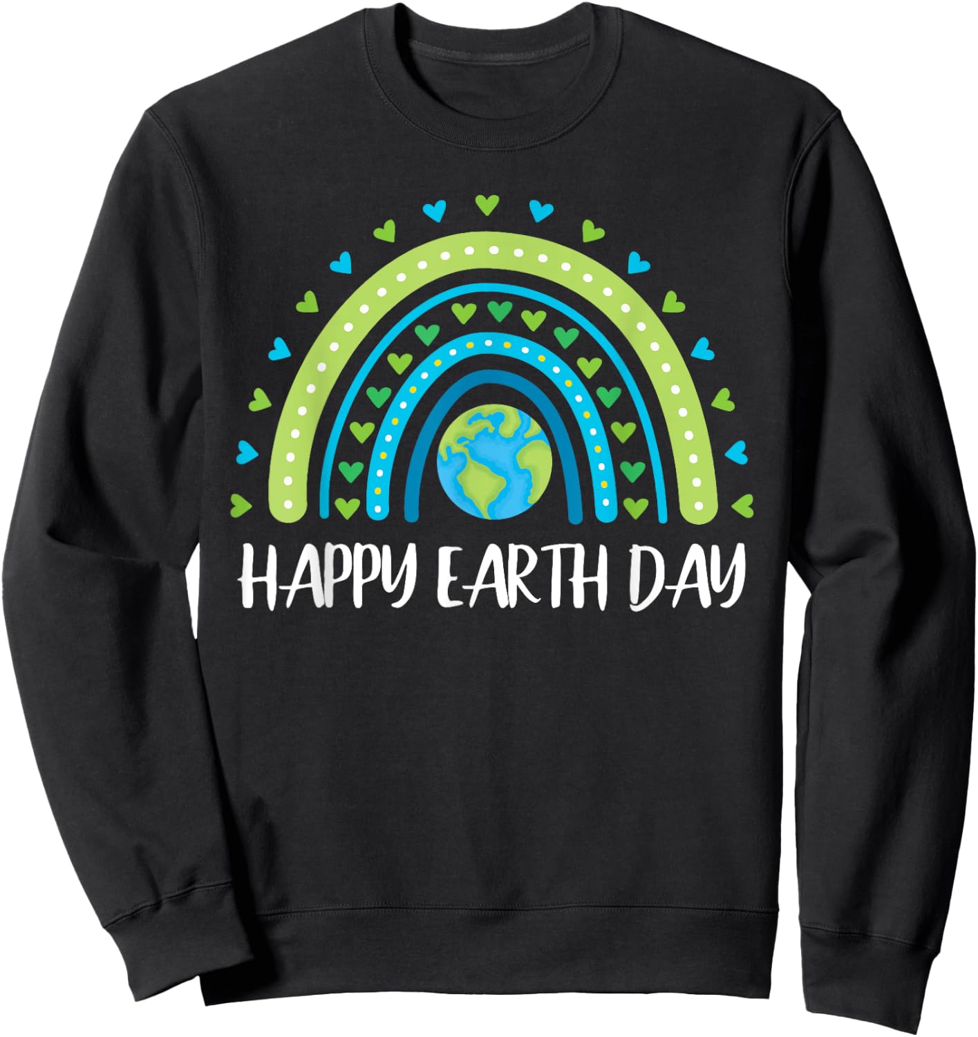 Happy Earth Day Rainbow Cute Earth Day girls Sweatshirt - Sweatshirt | Black