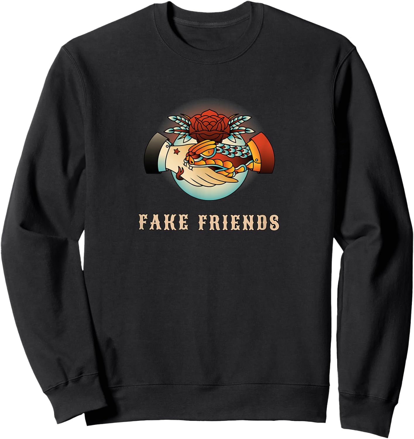 Tattoo Vintage Fake Friends Sweatshirt - Sweatshirt | Black
