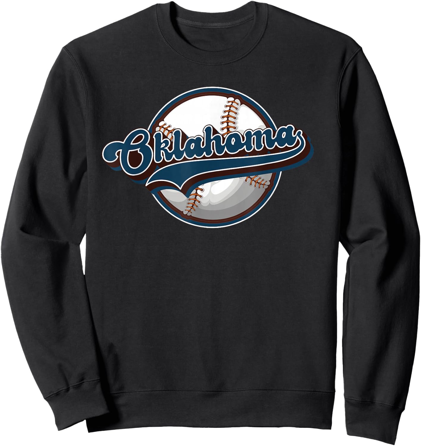 Oklahoma Vintage Baseball Throwback Retro Design Sweatshirt - Sweatshirt | Black