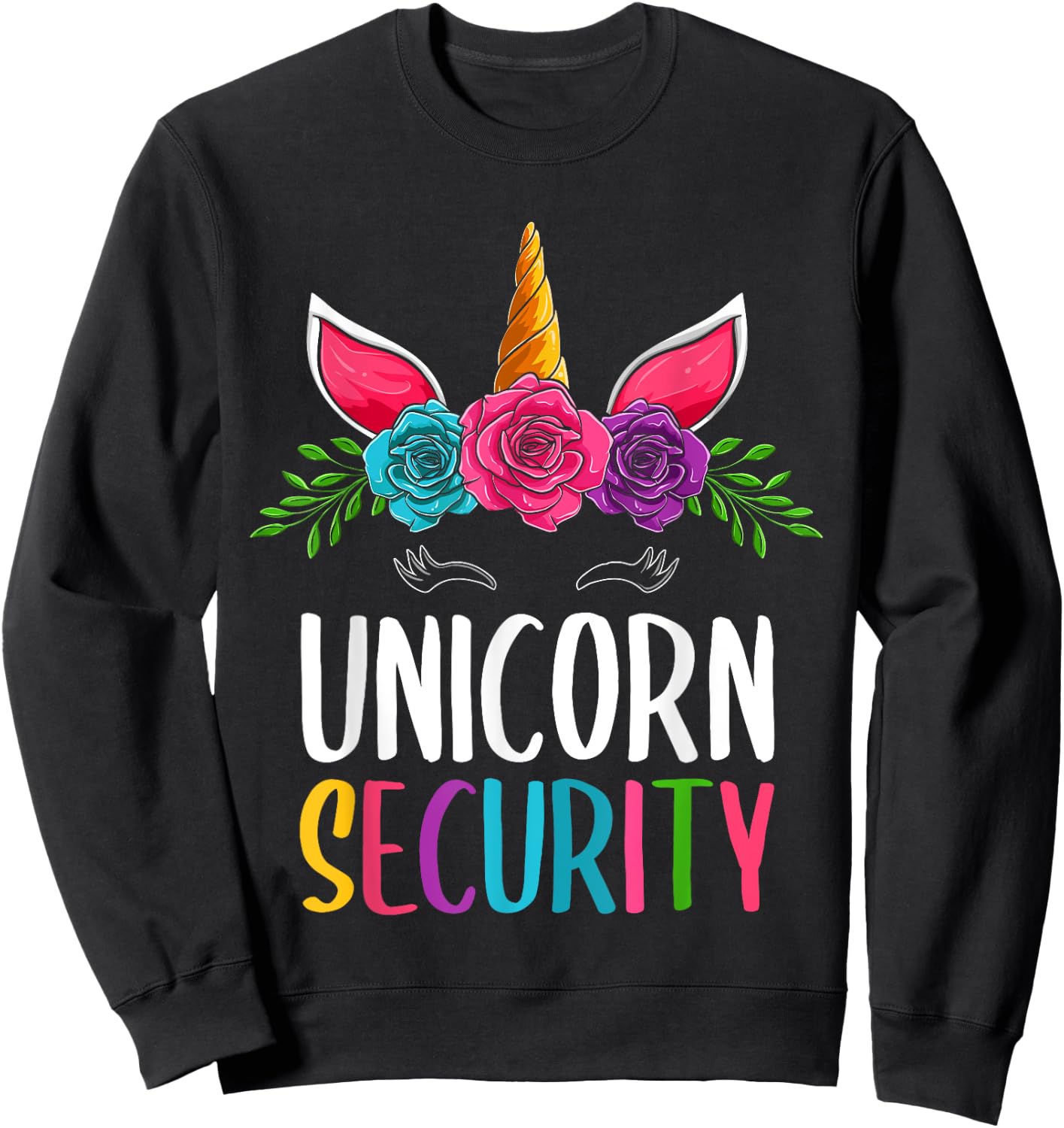 Cute Halloween Unicorn Costumes, Dad Mom Unicorn Security Sweatshirt - Sweatshirt | Black