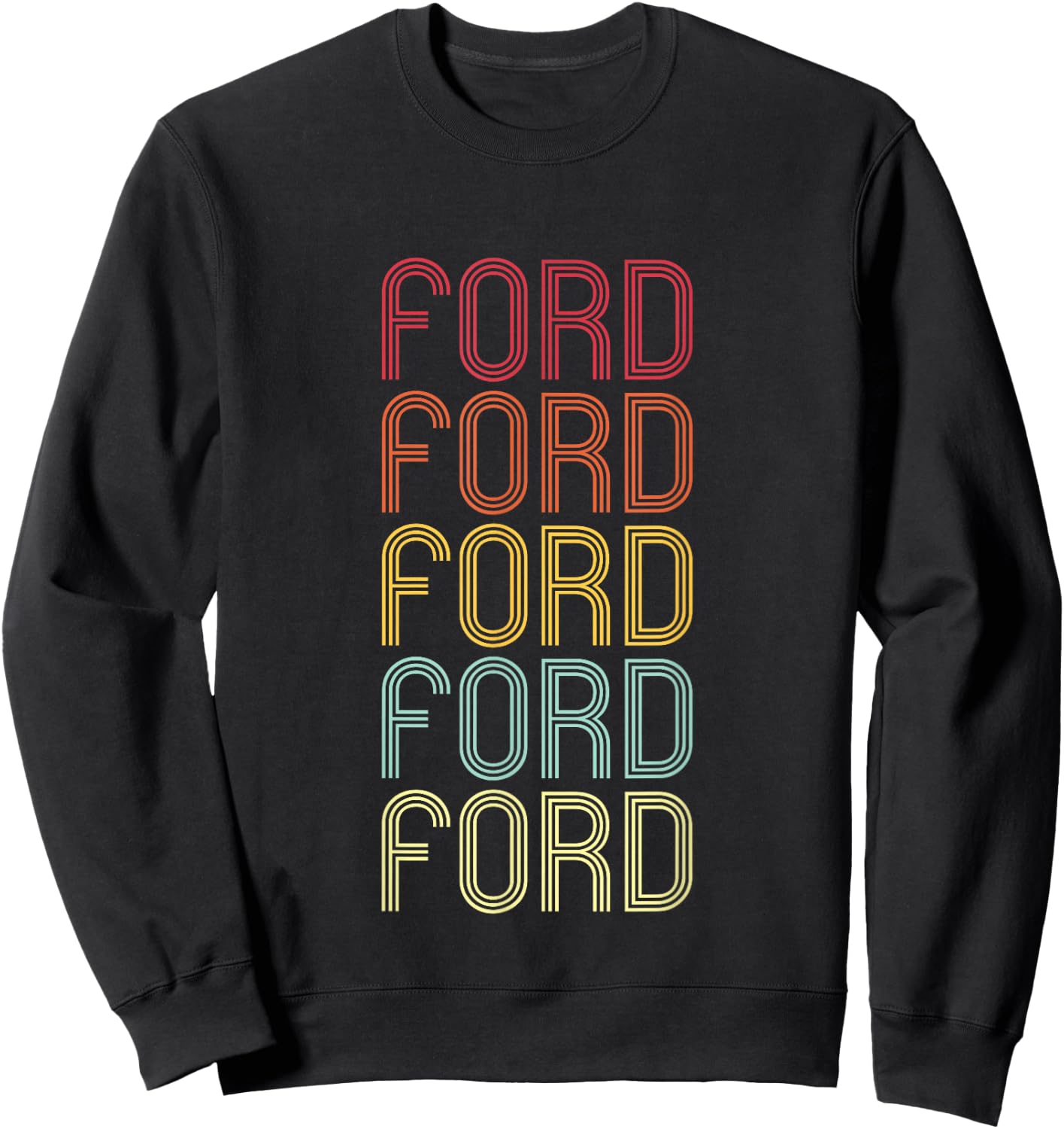 Ford Retro Wordmark Pattern Vintage Personalized 70s Sweatshirt - Sweatshirt | Black