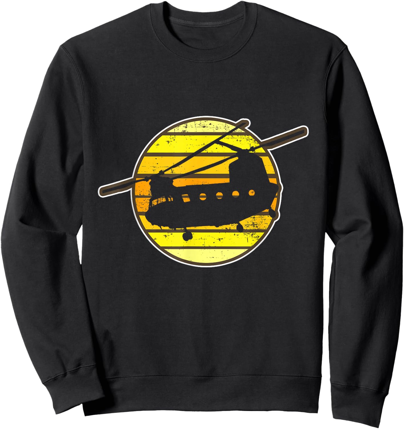 Chinook Pilot Helicopter Retro 70s 80s Military Gift Sweatshirt - Sweatshirt | Black