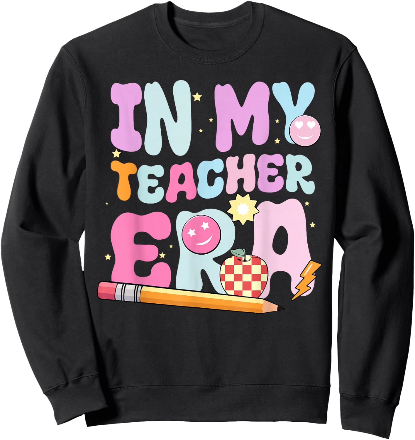 In My Teaching Era Best Teacher Appreciation School Groovy Sweatshirt - Sweatshirt | Black