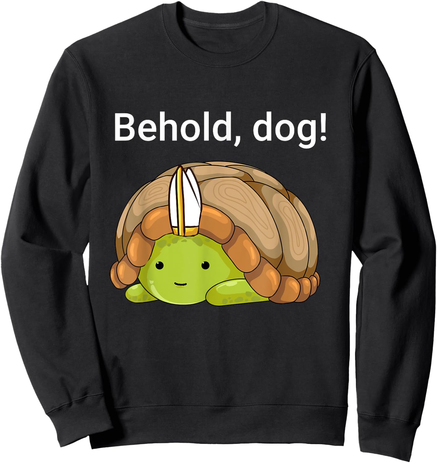 Behold Dog Funny Turtle Wearing A Priest Hat Women Girls Kids Sweatshirt - Sweatshirt | Black