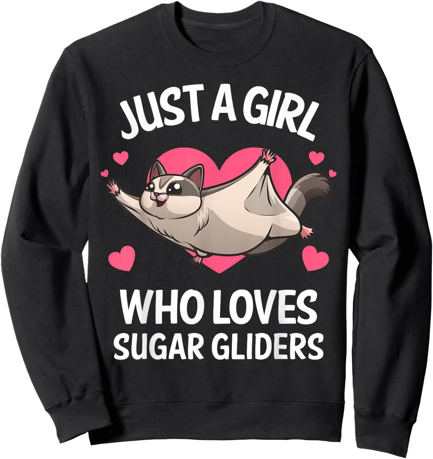 Funny Sugar Glider Design For Girls Women Gliding Animal Sweatshirt - Sweatshirt | Black