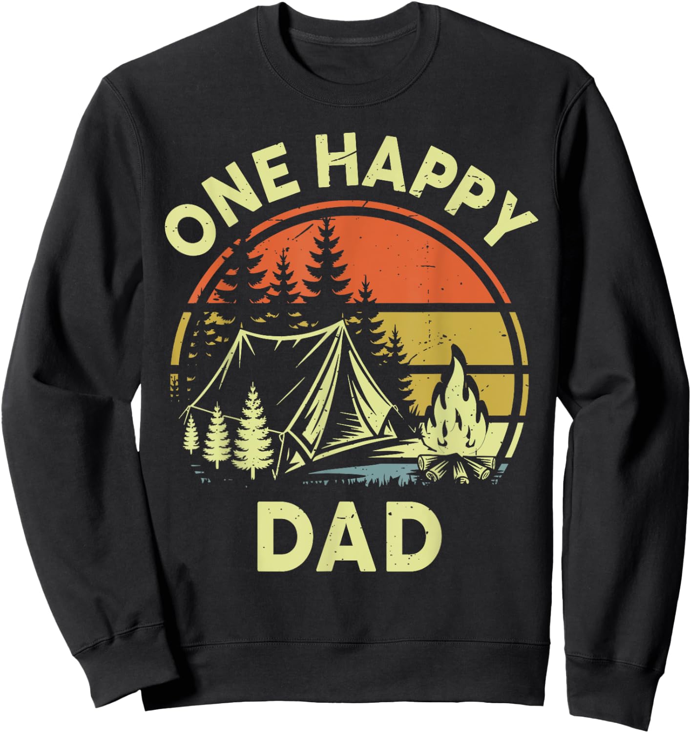 Kids One Happy Dad Camper Toddler Boy Funny Camping Campfire Sweatshirt - Sweatshirt | Black