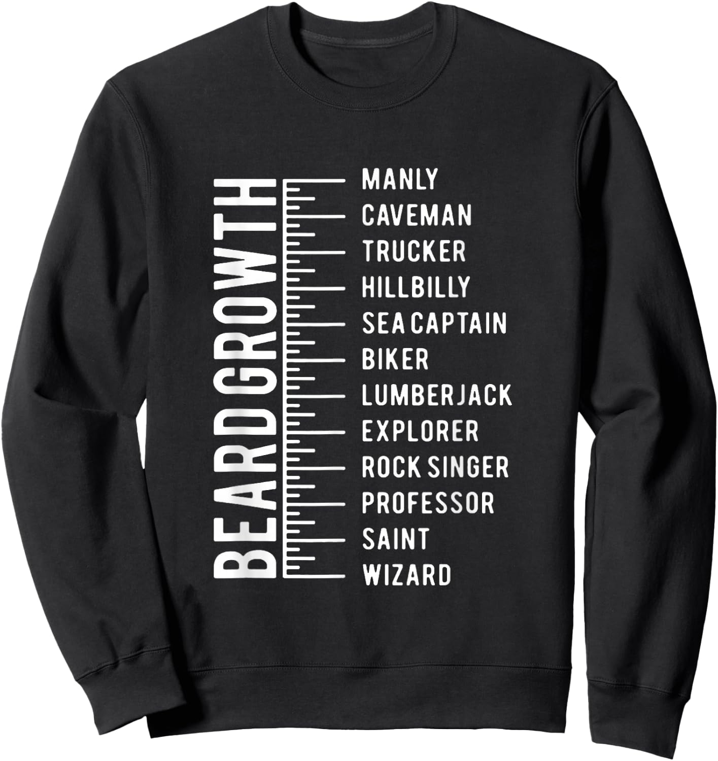 Men's Beard Growth Chart Measurement Bearded Man Sweatshirt - Sweatshirt | Black