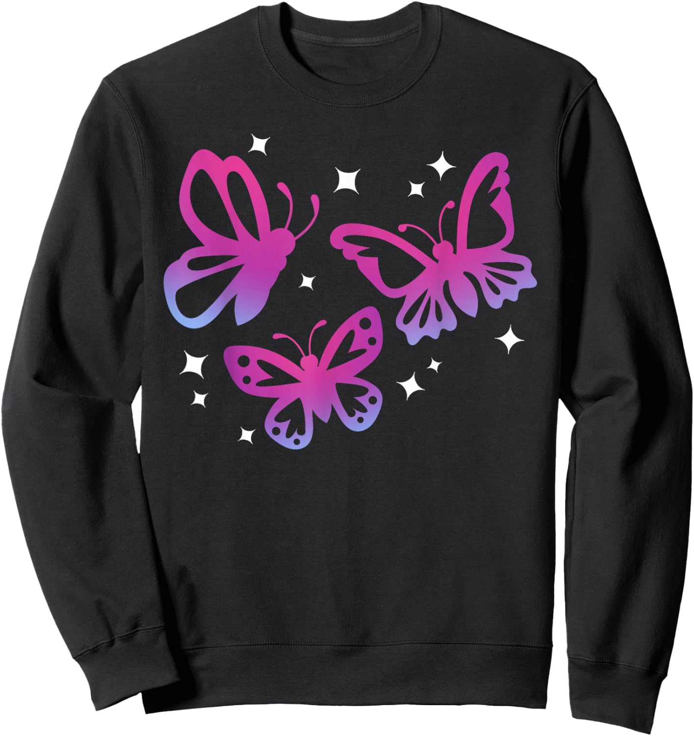 Beautiful Butterfly Graphics Sweatshirt - Sweatshirt | Black