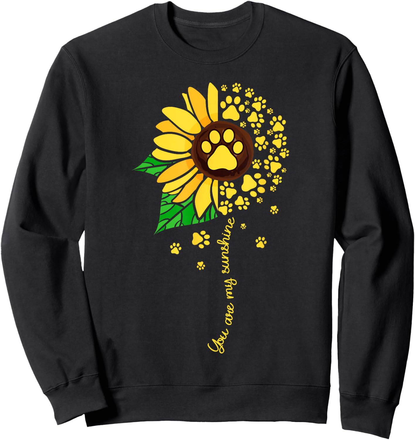 Sunflower dog doglover pets paw apparel men Sweatshirt - Sweatshirt | Black