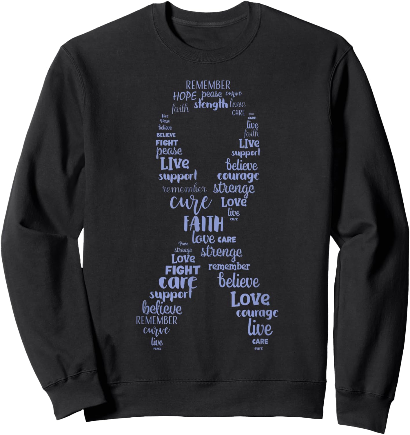 Esophageal Cancer Awareness Purple Periwinkle Ribbon Sweatshirt - Sweatshirt | Black