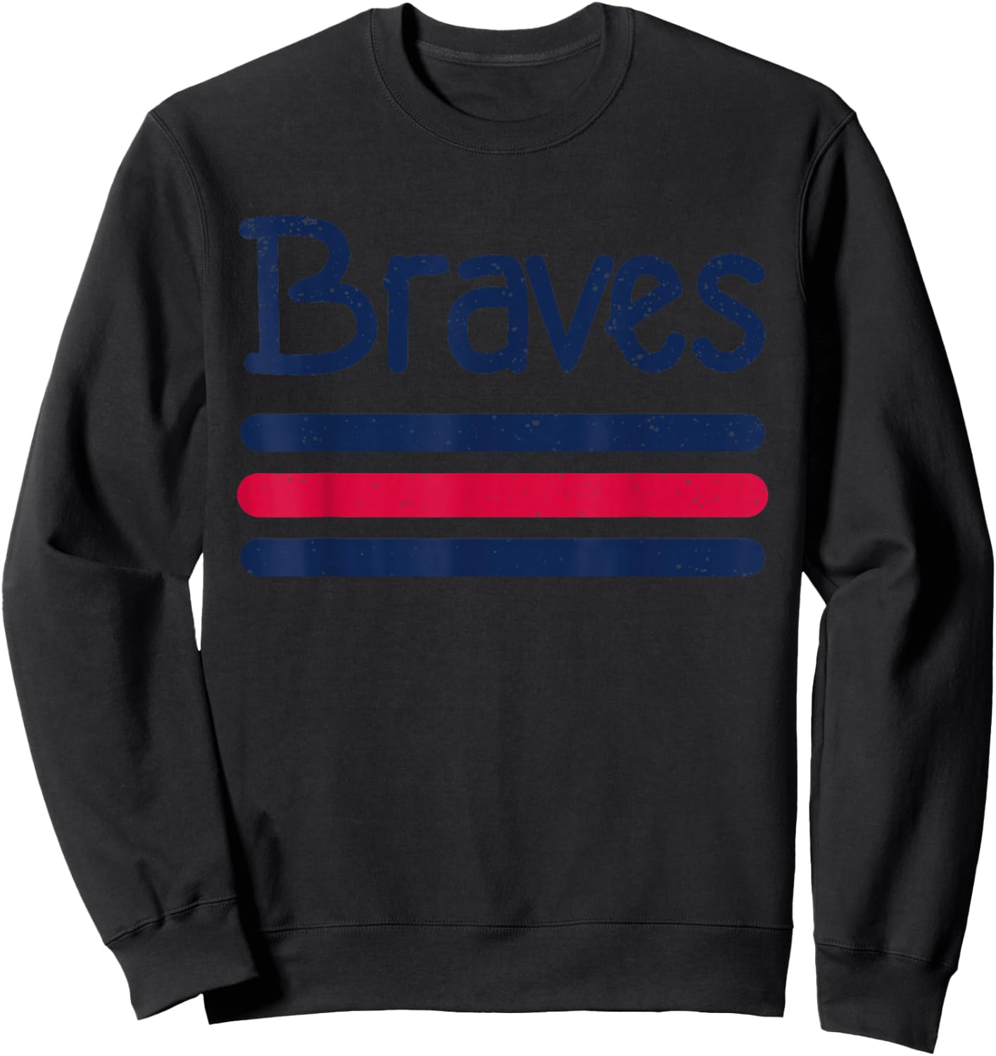 Vintage Braves Retro Three Stripe Weathered Shirt Sweatshirt - Sweatshirt | Black