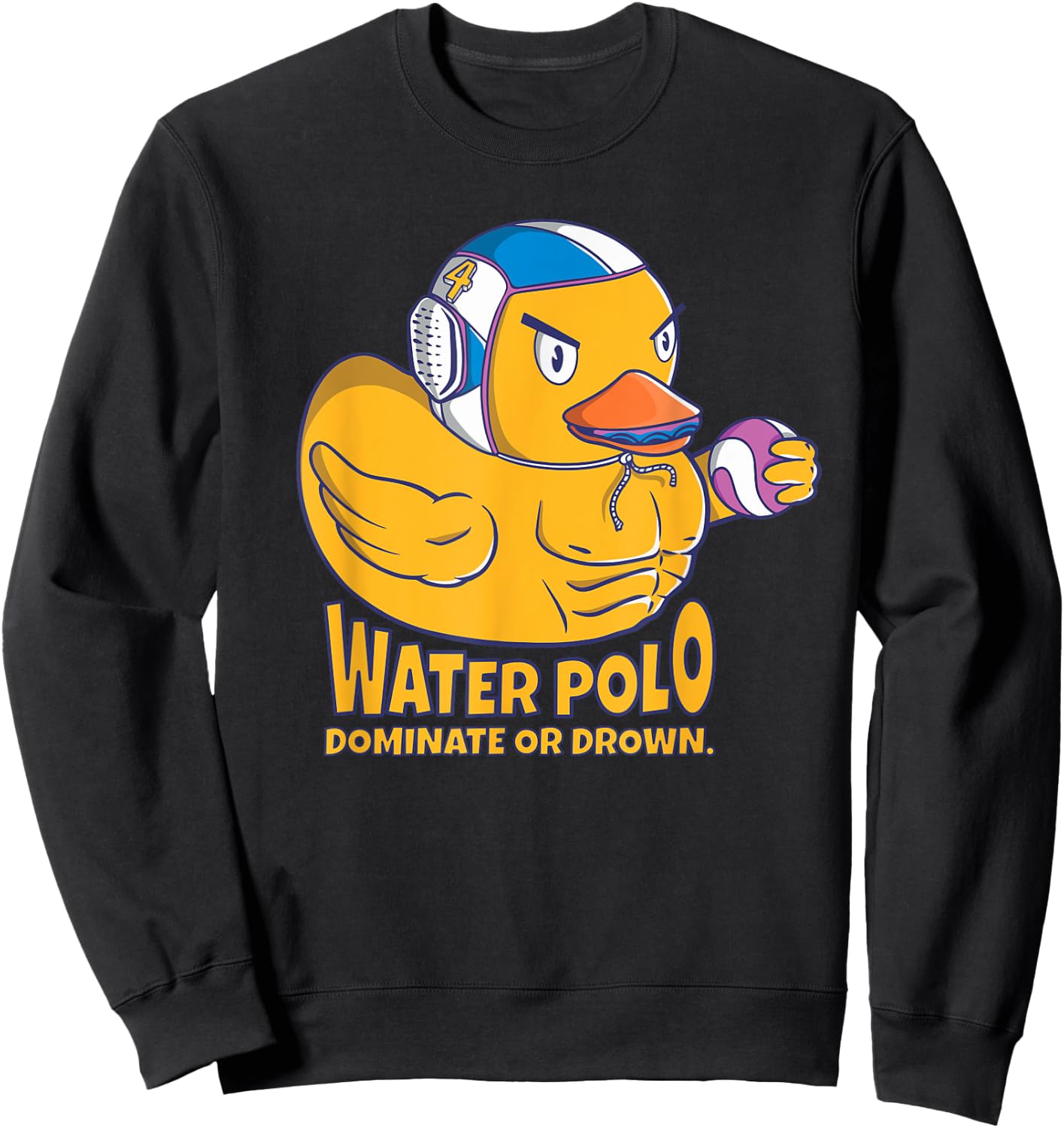 Water Polo Rubber Duck Dominate or Drown on Funny Water Polo Small Sweatshirt - Sweatshirt | Black