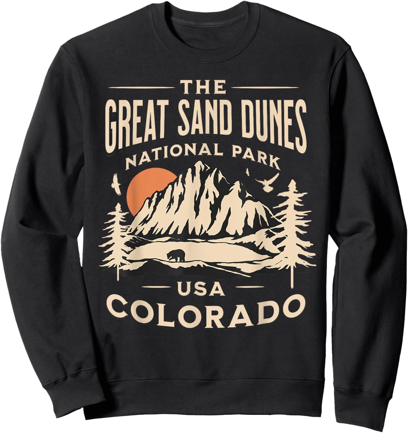 Great Sand Dunes National Park Colorado Hike Outdoors Retro Sweatshirt - Sweatshirt | Black