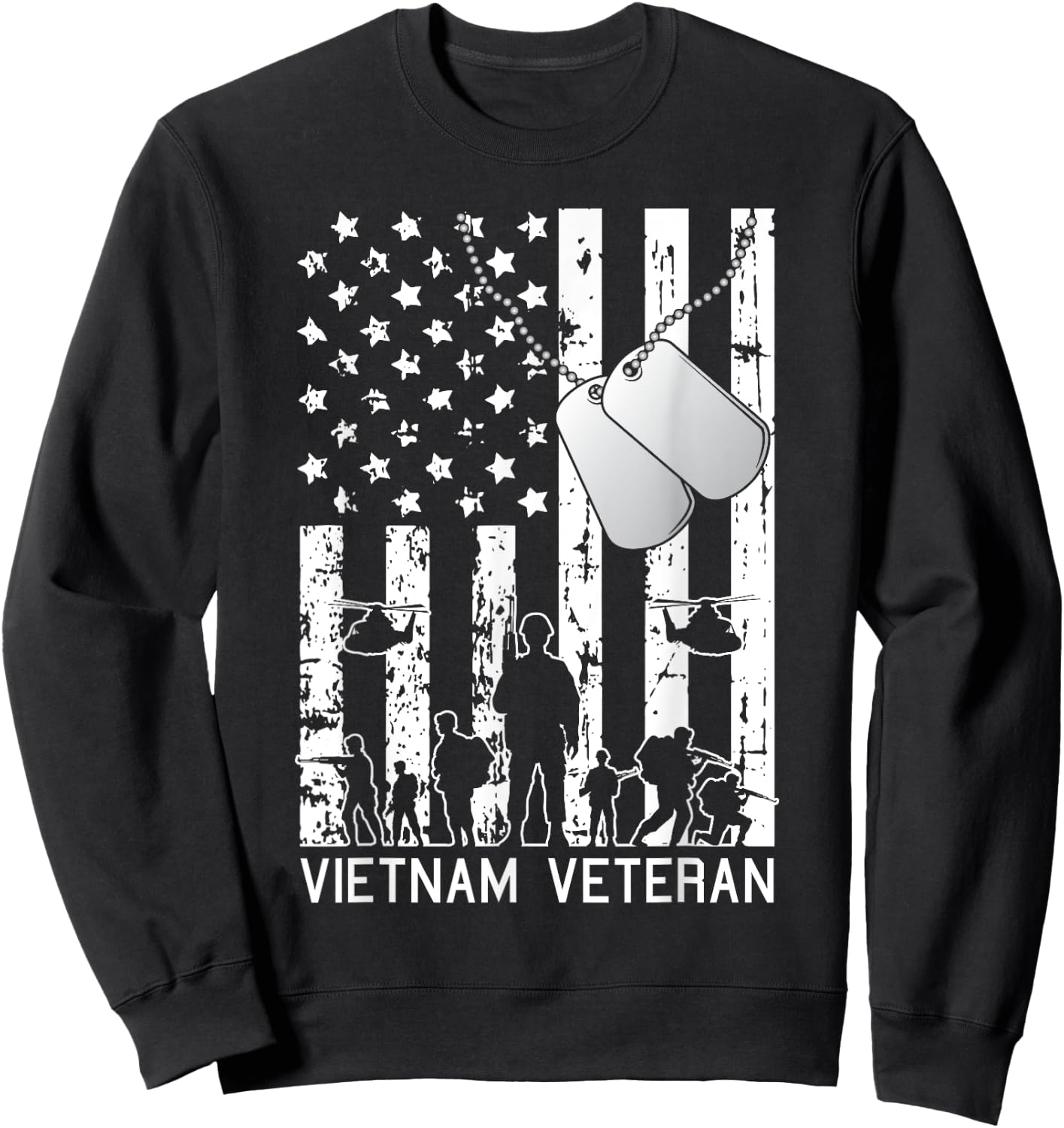 Vietnam Veteran Cool American Flag Military Army Soldier Women Kids Men Sweatshirt - Sweatshirt | Black