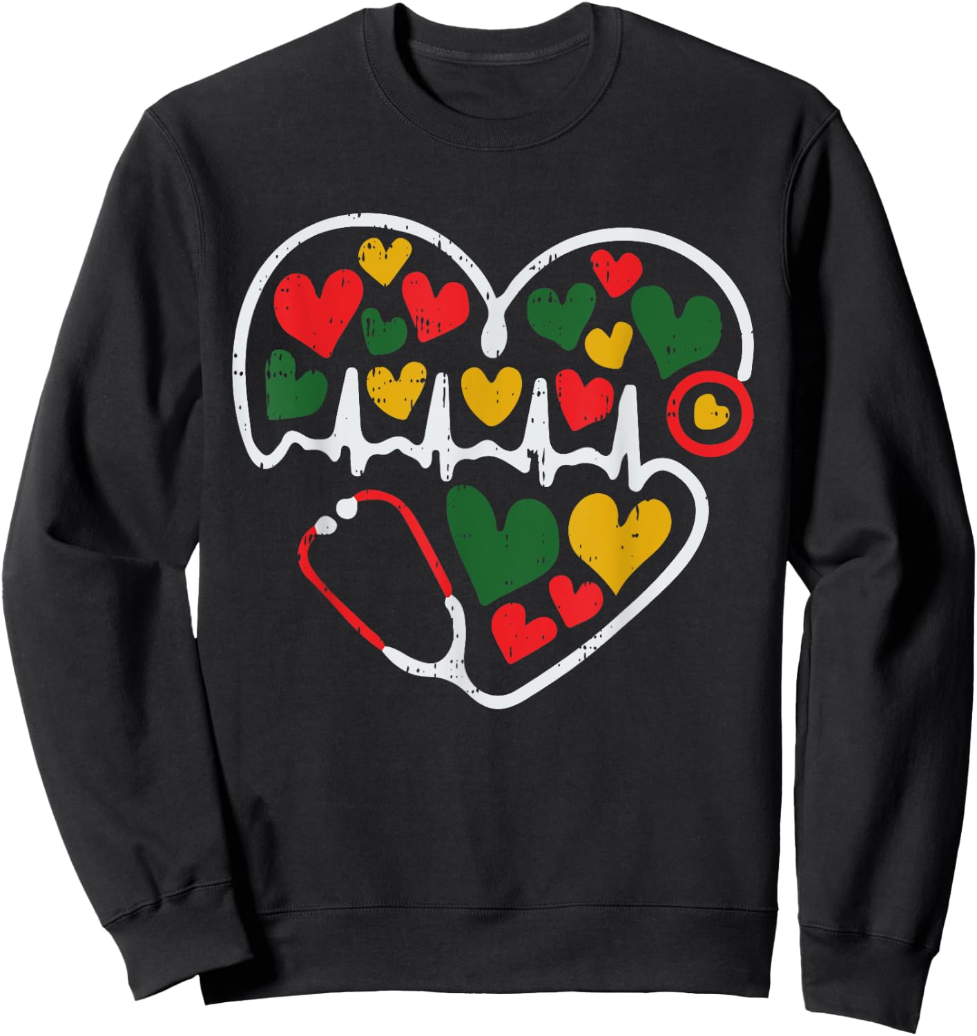 Stethoscope Heart Juneteenth Melanin Nurse African American Sweatshirt - Sweatshirt | Black