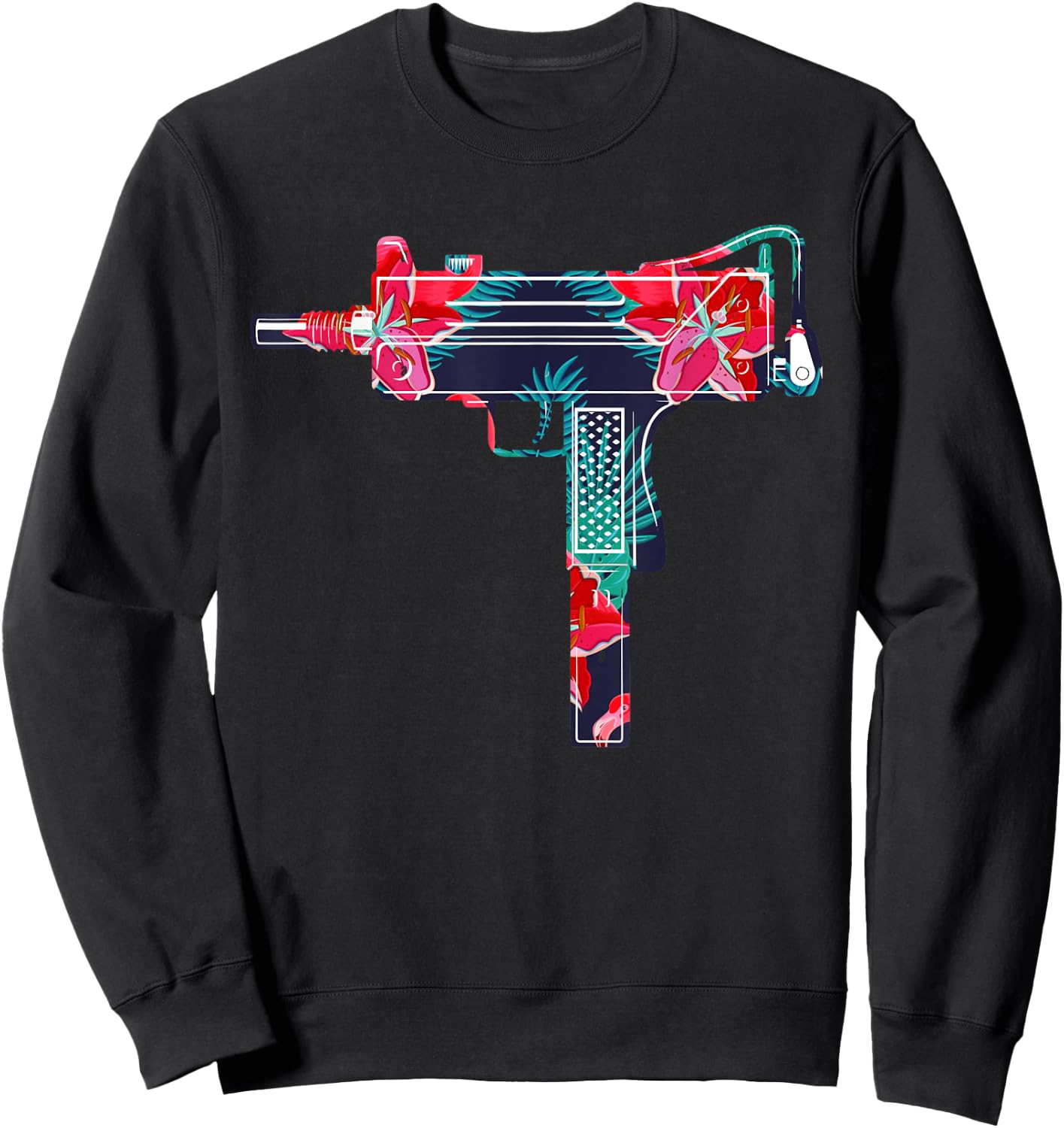 Tropical Gun Lover Firearm Beach Hawaiian Aloha Gun Hawaiian Sweatshirt - Sweatshirt | Black