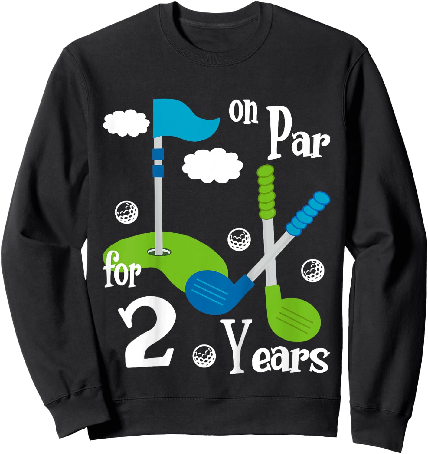 2 Year Old Golf Birthday Party Shirt Gift Boy Girl Sweatshirt - Sweatshirt | Black