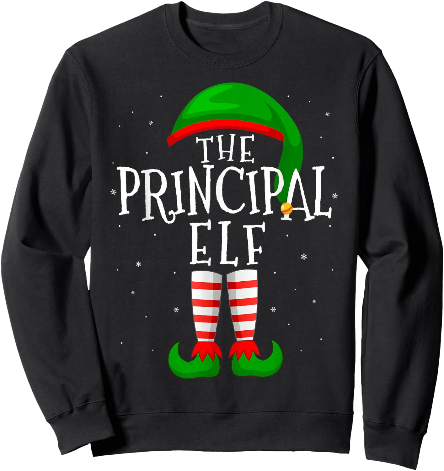 The Principal Elf Funny Matching Family Group Christmas Sweatshirt - Sweatshirt | Black
