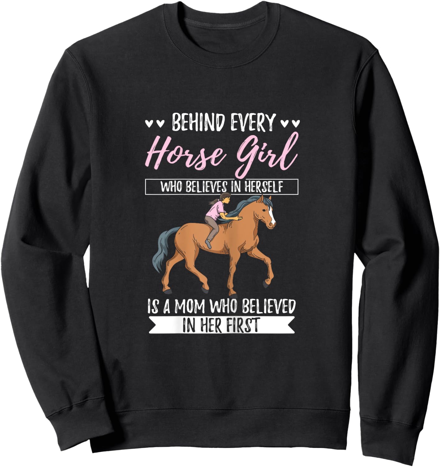Proud Mama, Daughter at Equestrian Horses Hobby Sweatshirt - Sweatshirt | Black