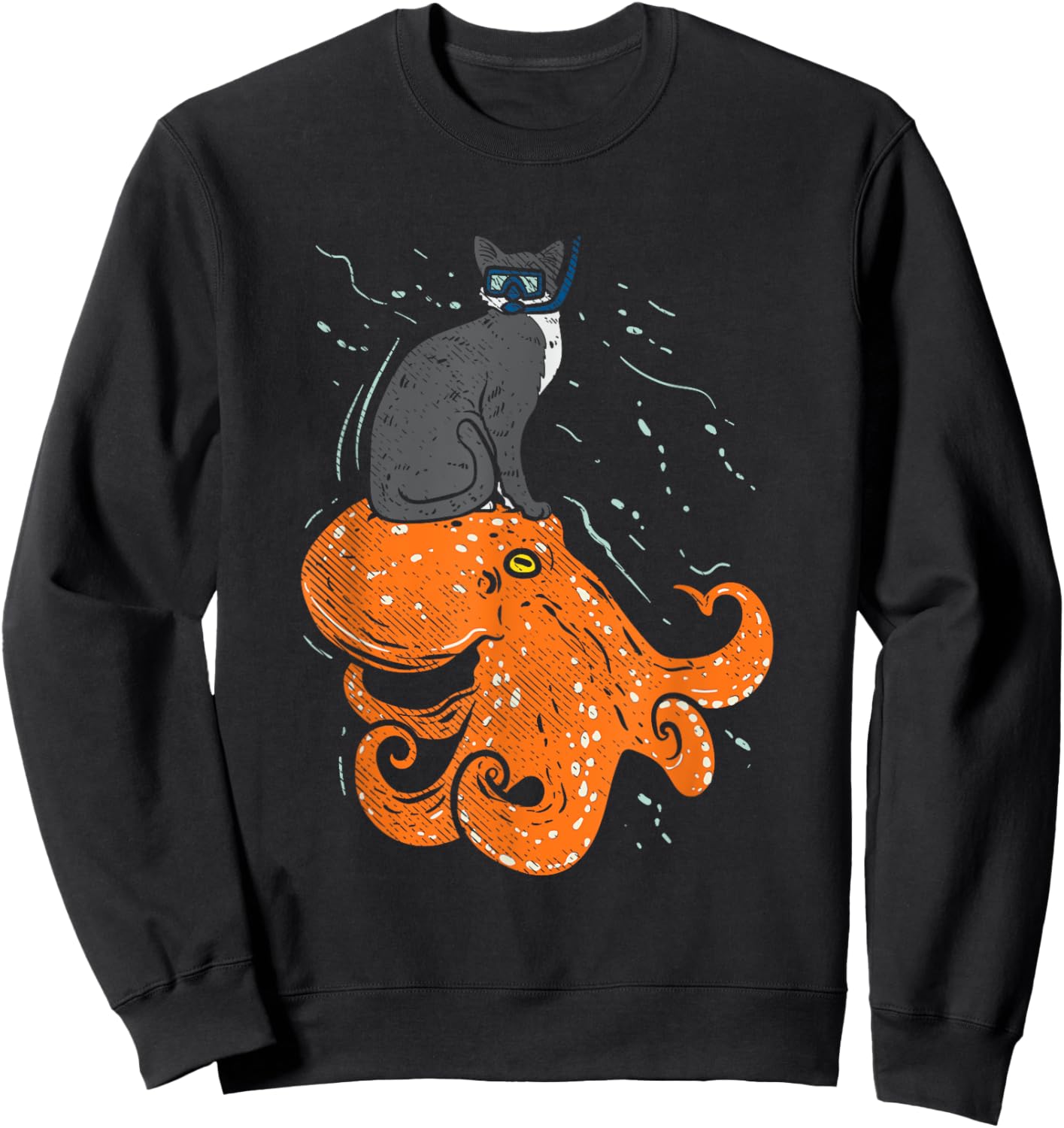 Funny Scuba Diving Gift, Funny Diving Cat Men Women Sweatshirt - Sweatshirt | Black